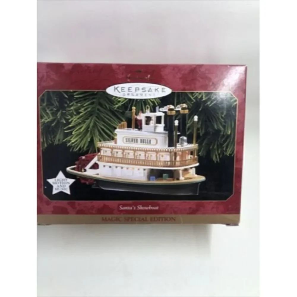 '97 Santa's Showboat Magic Edit. Hallmark Keepsake Ornament Light Motion & Music